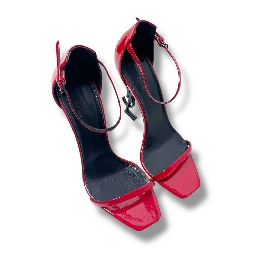 Saint Laurent Opyum 110 YSL Heels Sandals in Red Patent Leather Women’s Size 39 - Picture 3 of 14